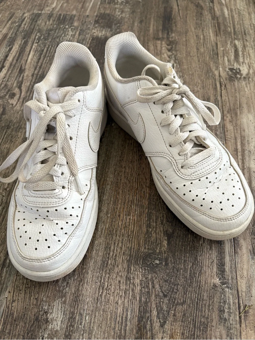 Nike Court Vision Off-White Leather Low-Top Sneakers - Picture 3 of 6